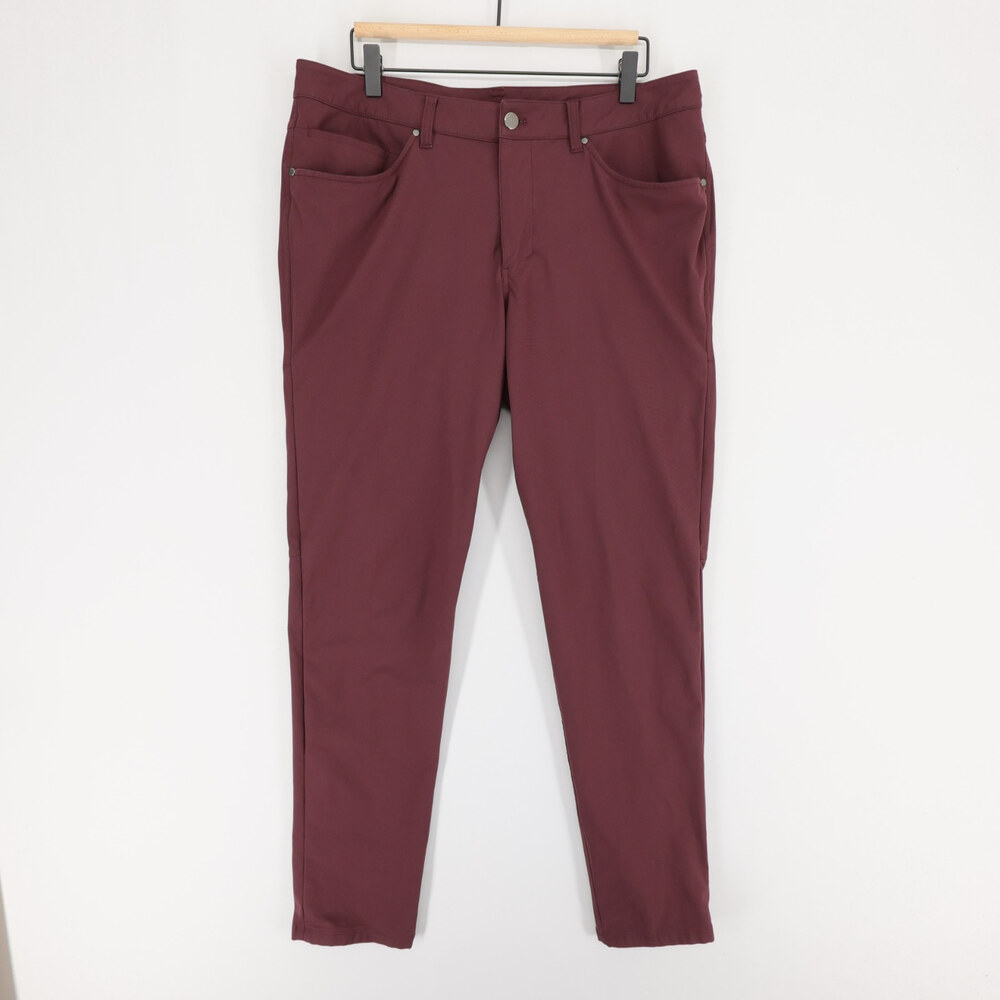 Lululemon ABC Pants Mens 34 Burgundy Slim Warpstreme 5 Pocket Stretch Golf